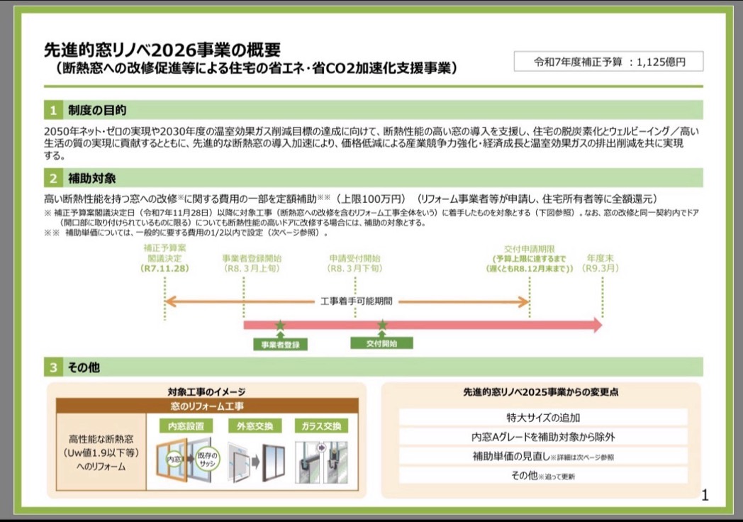 2026年も窓リノベ補助金がでるんです⭐👀⭐