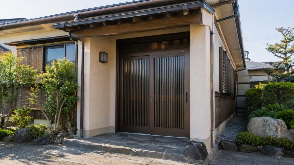 和風住宅の玄関引き戸外観