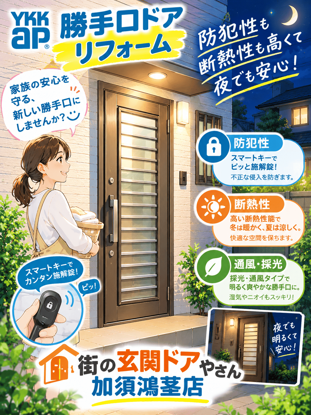 【加須市・羽生市・久喜市】勝手口リフォームで防犯＆つめたい風の寒さ対策！費用相場も解説🚪✨