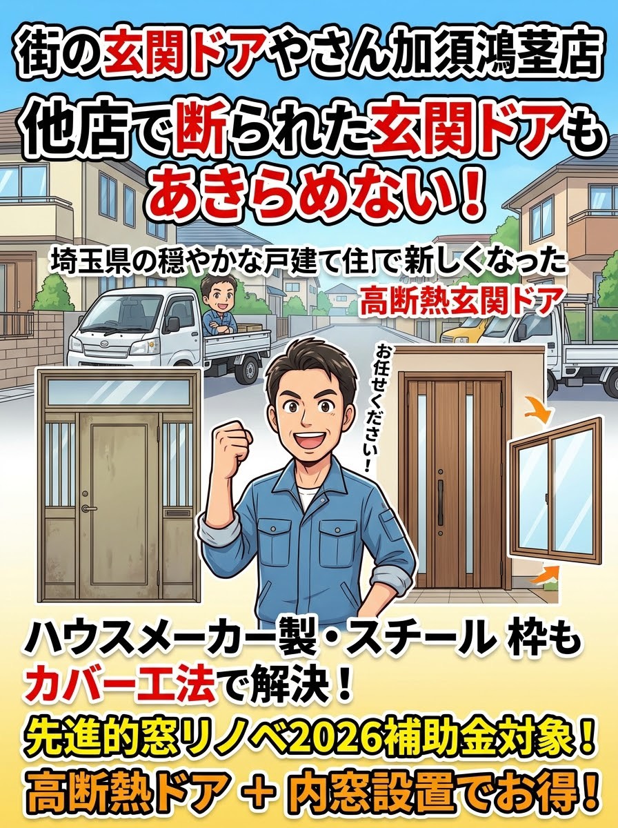 【さいたま市浦和区】皆さま、ハウスメーカーの玄関もカバー工法で解決！補助金で賢くリフォーム🚪✨