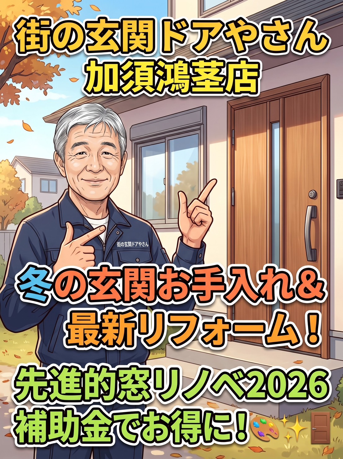 【さいたま市緑区】の皆さま、深まる秋、玄関リフォーム！冬のお手入れと補助金活用術🚪✨
