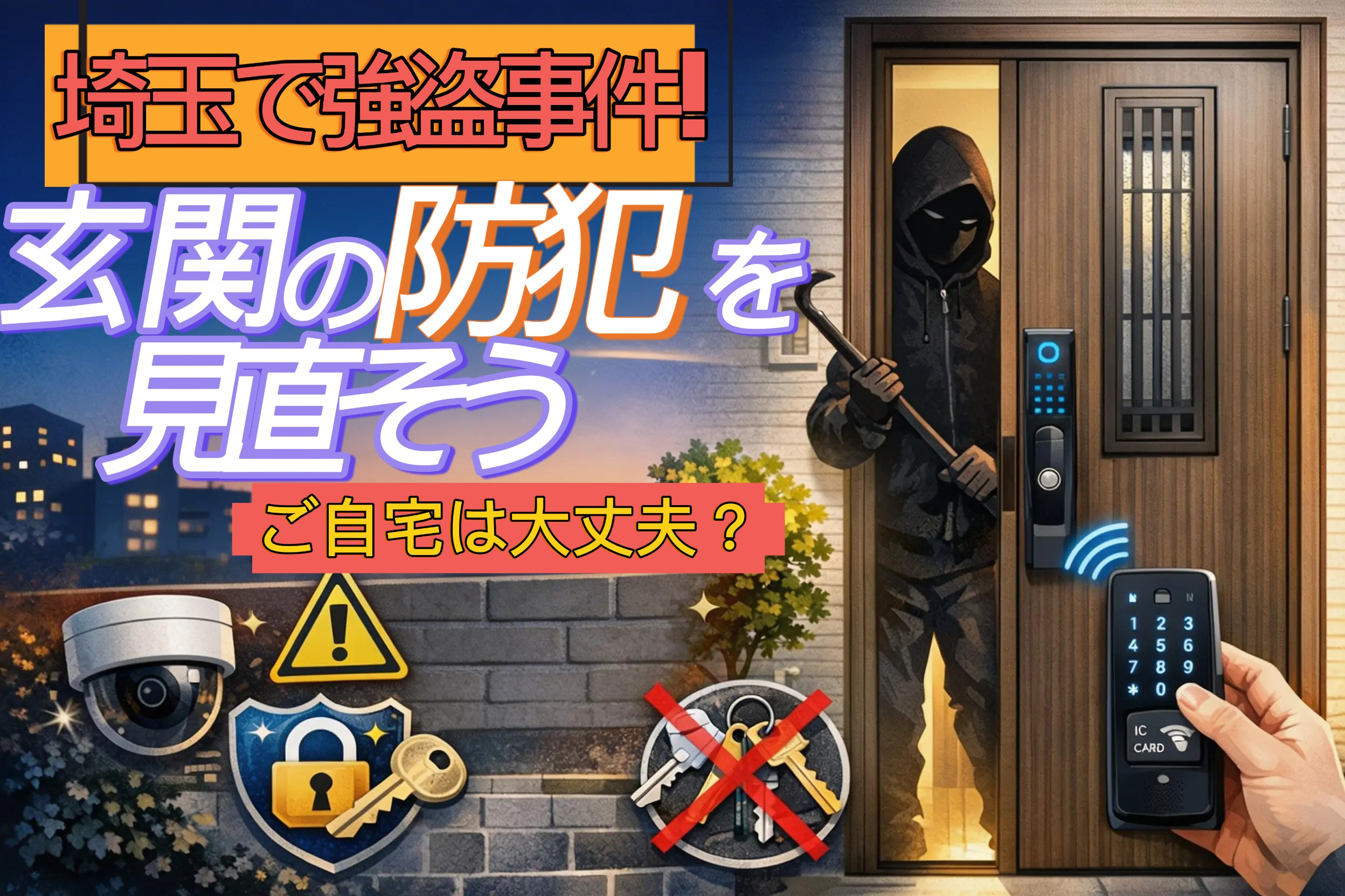 【防犯対策】埼玉県で強盗事件が発生…玄関の防犯を見直すタイミングです🚪🔐