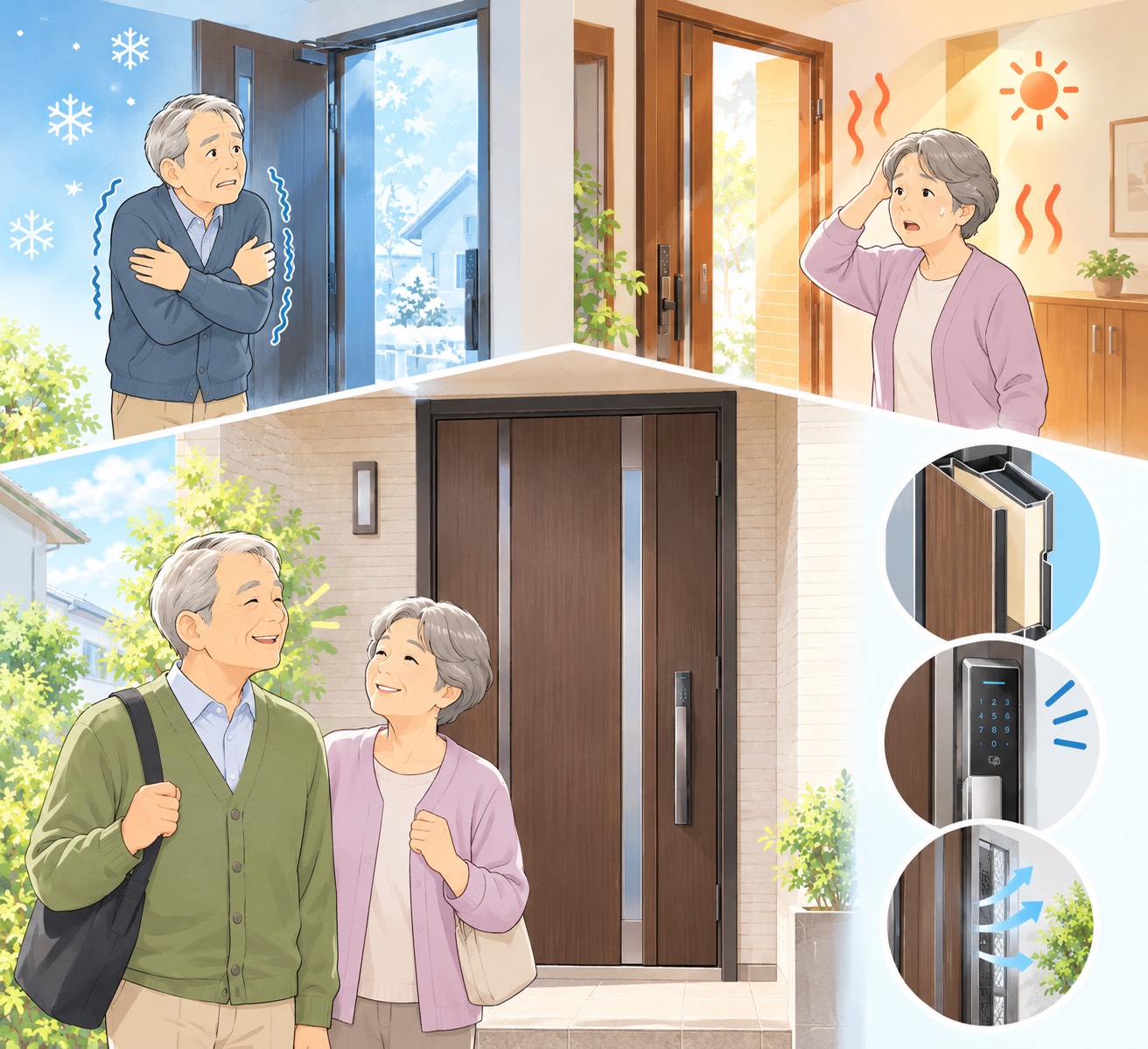 玄関が寒い・暑いのは玄関ドアが原因？YKK APドアリモで断熱リフォーム