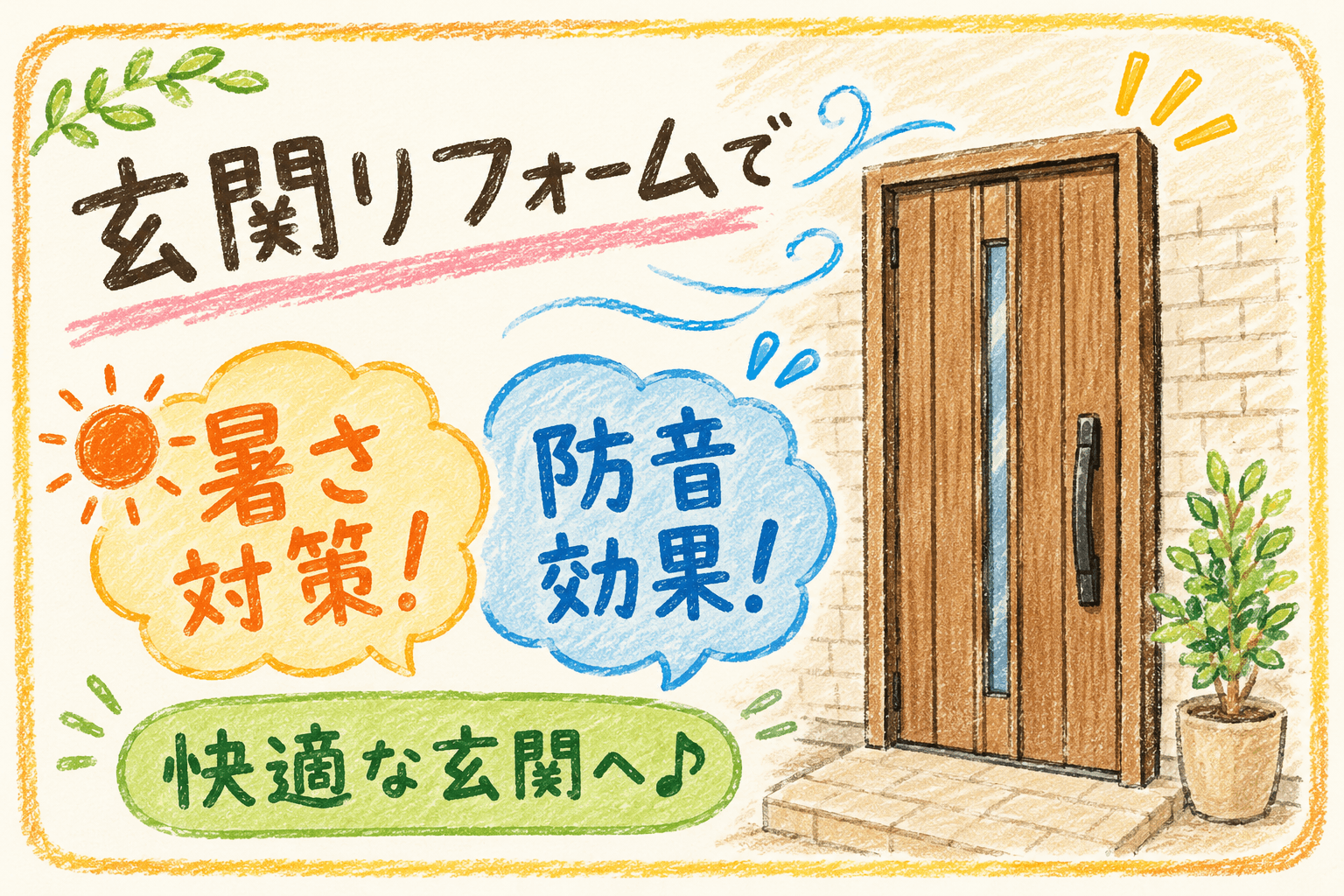 【埼玉県鴻巣市】玄関から暑さ・騒音をシャットアウト！玄関ドアリフォームで毎日がもっと快適に🚪✨