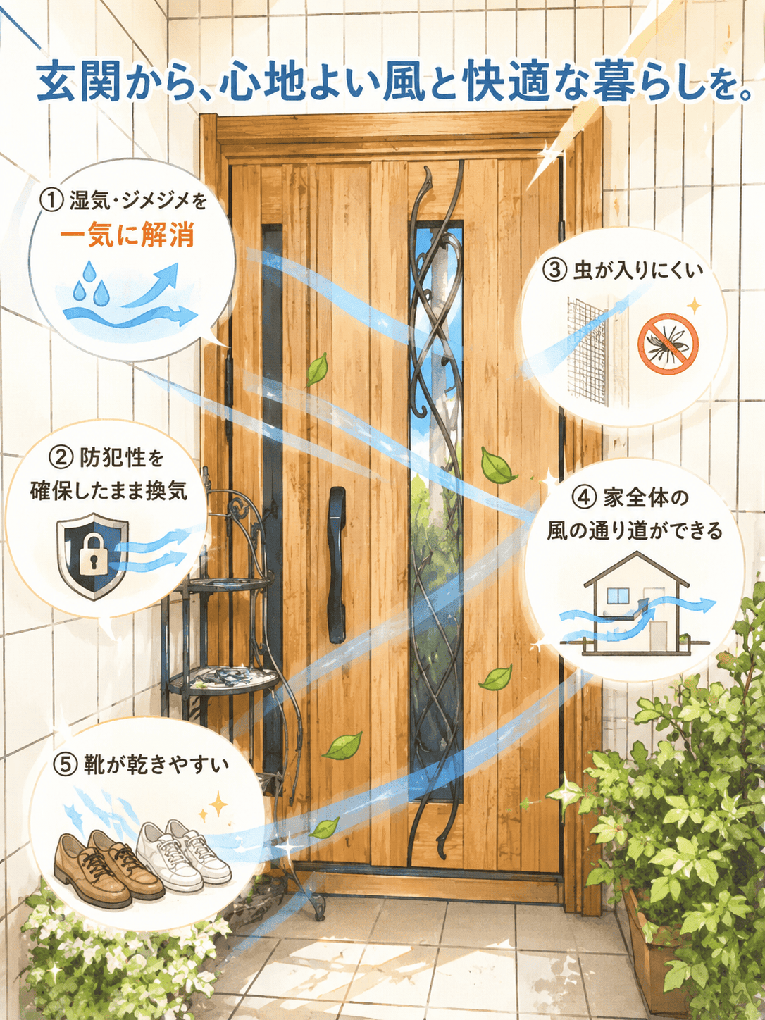 加須市の皆さま、🌧️加須市・羽生周辺エリアの梅雨対策に最適！採風玄関ドアと通風玄関ドアの違いと、YKK APドアリモ採風タイプの魅力