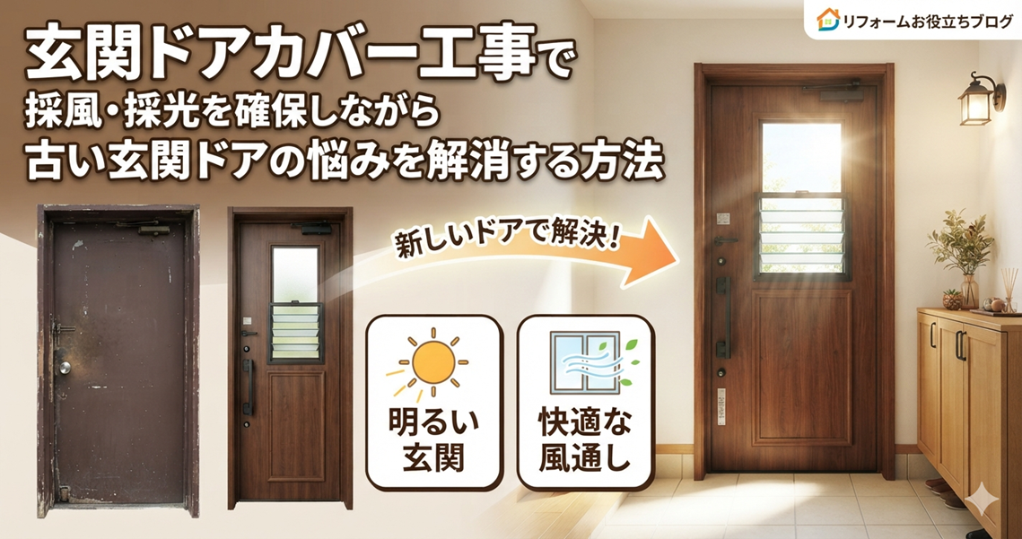 【吹田市】玄関ドアカバー工事で採風・採光を確保しながら古い玄関ドアの悩みを解消する方法