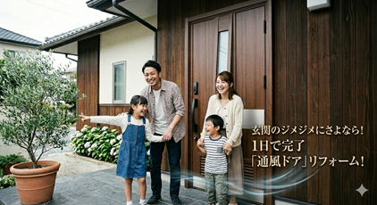 玄関のジメジメにさよなら！1日で完了「通風ドア」リフォームが最強すぎる話✨