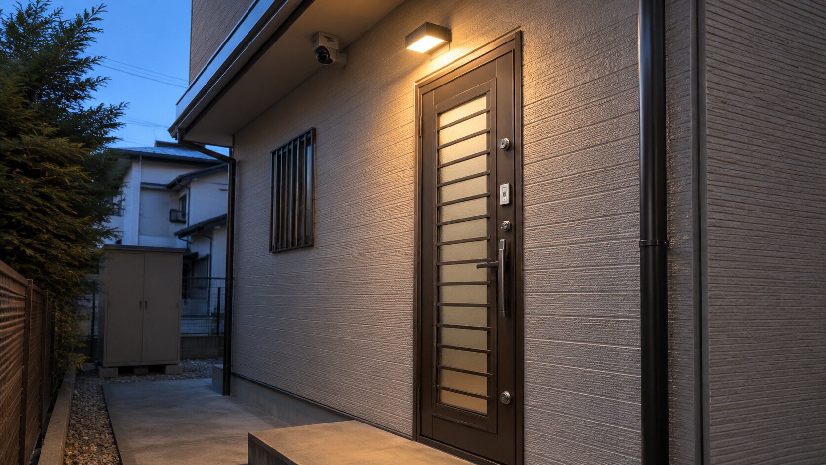 磐田市で勝手口ドアの防犯性を現地確認、裏口の見通しとガラス入り扉の対策が必要な住まい