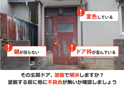 その玄関ドア、塗装で解決しますか？塗装する前に他に不具合が無いか確認しましょう