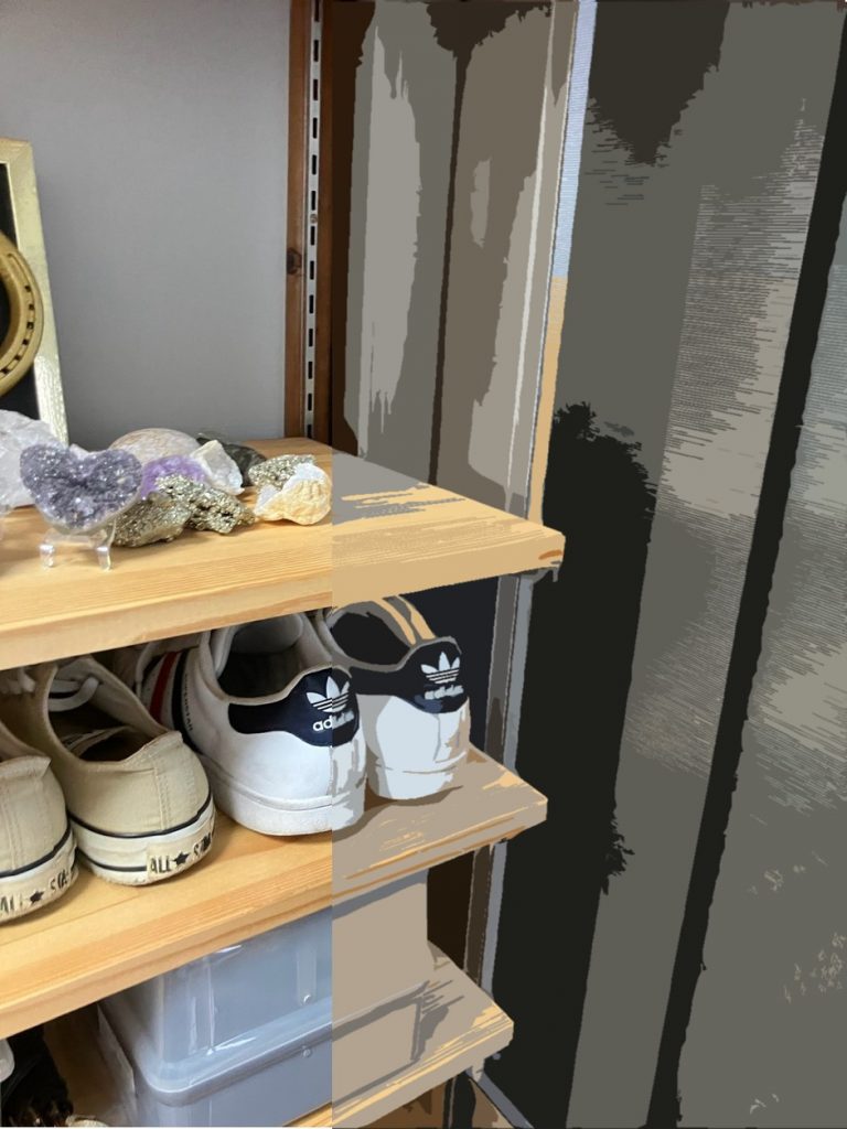 玄関内の大型靴棚