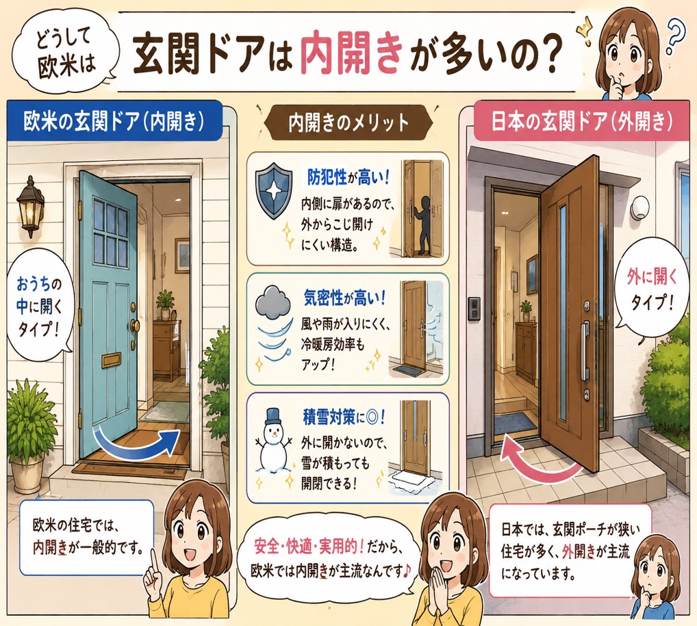 さいたま市緑区の皆さま、外国風の内開き玄関ドアはリフォームできる？メリット・デメリットとYKK AP「ドアリモ」で快適にする方法！