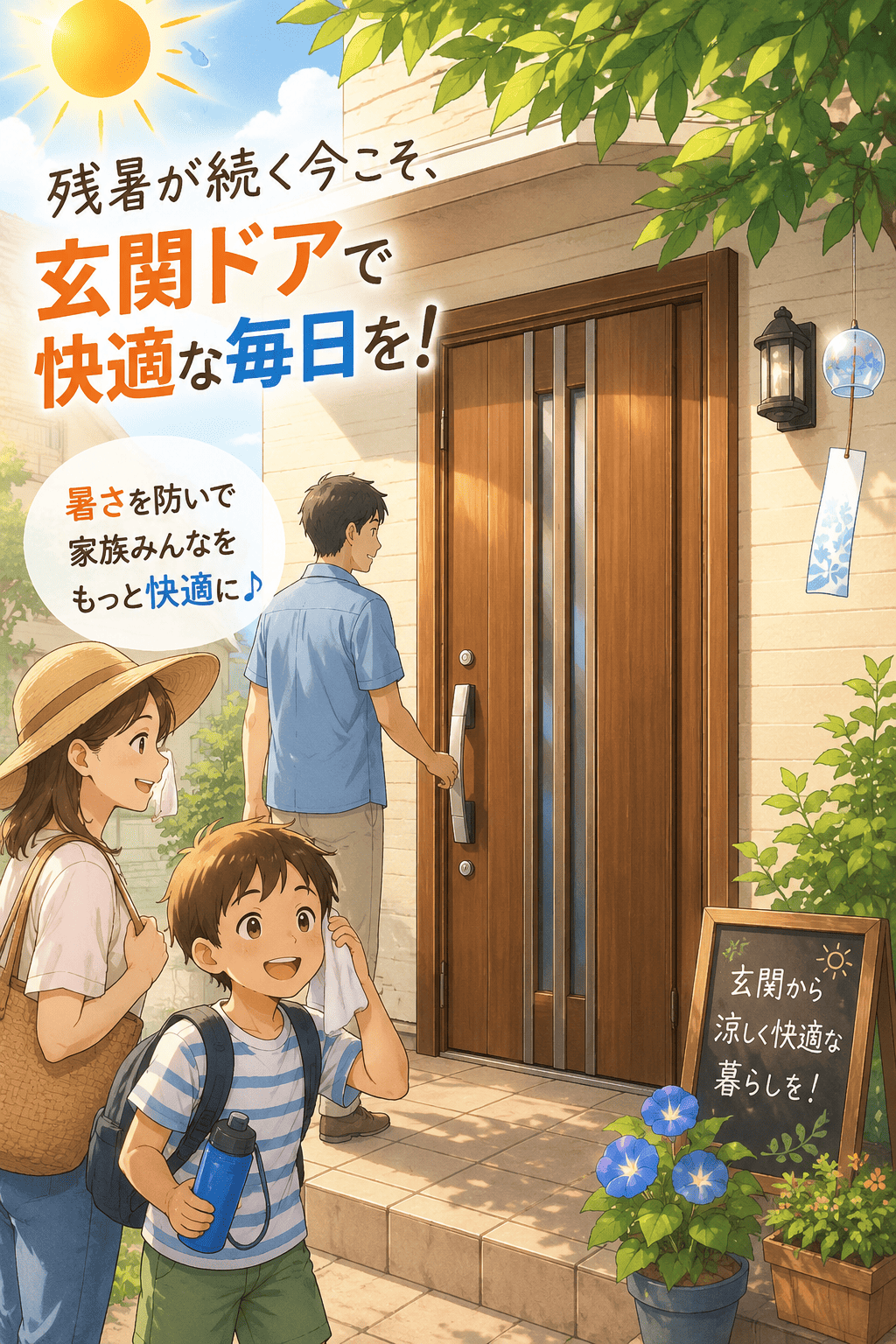 さいたま市緑区の皆さま、残暑厳しく、断熱玄関の性能はどこまで違うの？玄関ドアの暑さ対策で室内環境を守る☀️