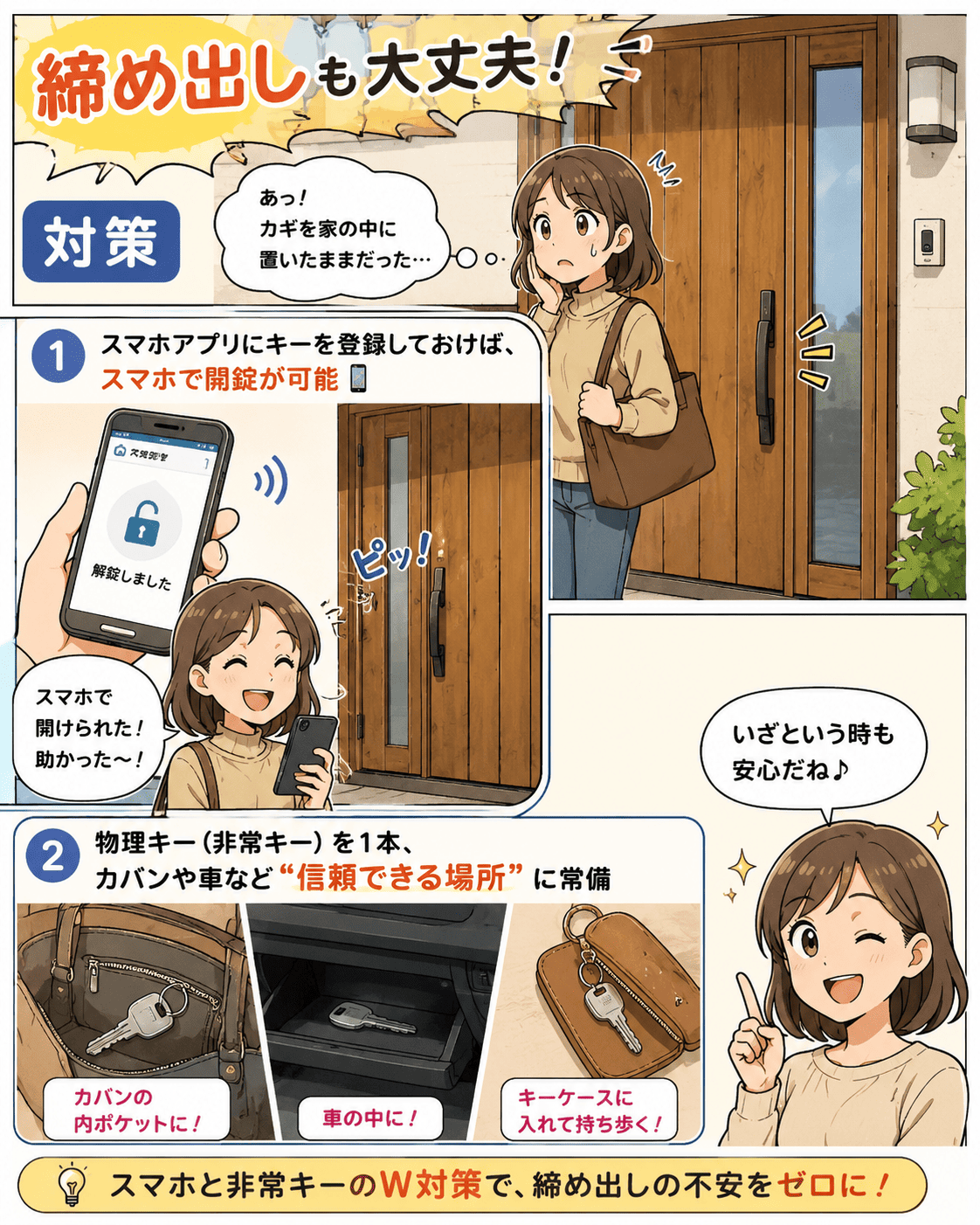 加須市の皆さま、自動ロックの締め出しが不安？対策とメリットを知れば玄関リノベはもっと安心に🔑🌿