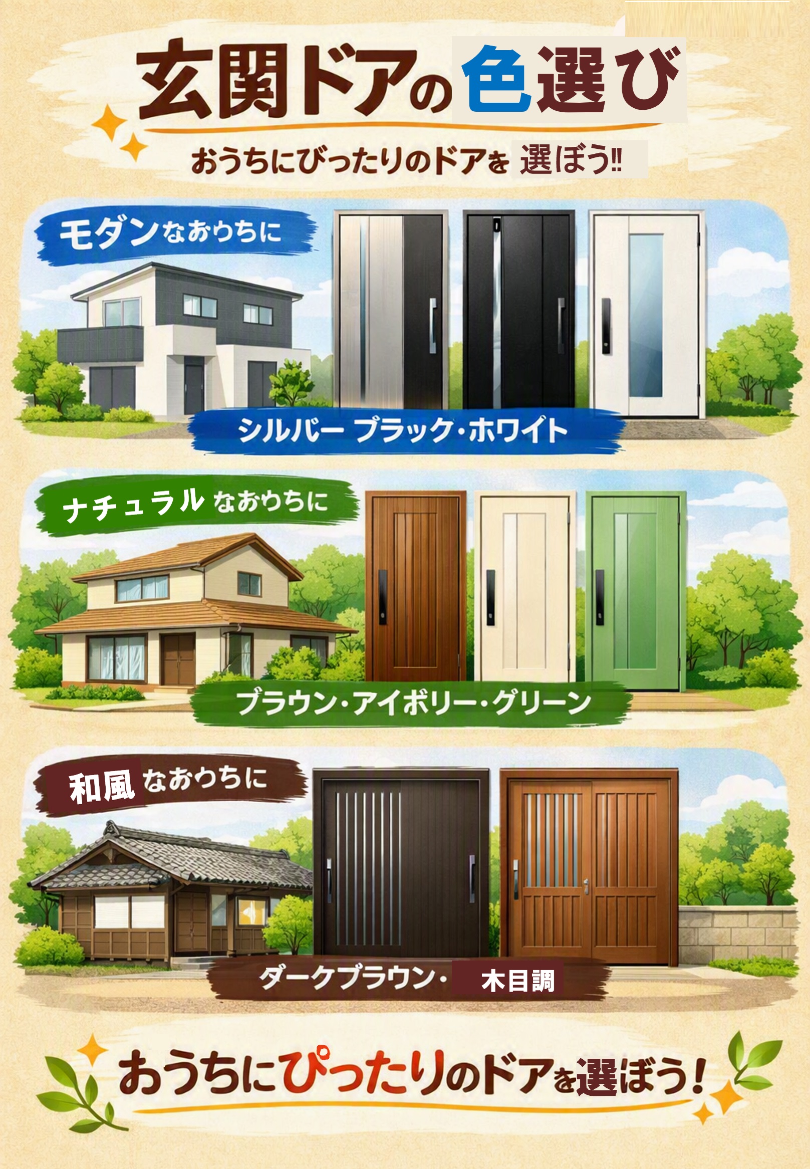 行田市の皆さま、玄関リフォームで、おうちの顔をさらに素敵に✨ 色選びのコツと成功の秘訣！